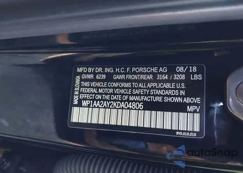 2019 Porsche Cayenne z USA, uszkodzony, nr VIN WP1AA2AY2KDA04806